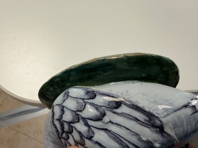 A pair of polychrome Dutch Delft butter tubs and covers in the shape of swans — photo 4