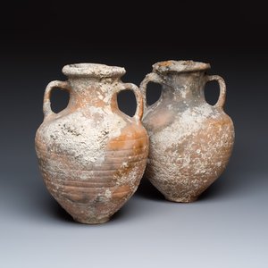 A pair of Roman pottery two-handled cooking vessels — photo 1