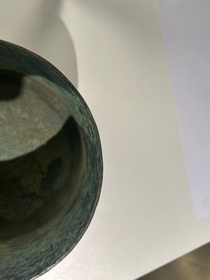 Rare boîte à cosmétiques couvert archaïque de type 'lian' en bronze incrusté d'argent, Chine,  Han occidental — photo 28