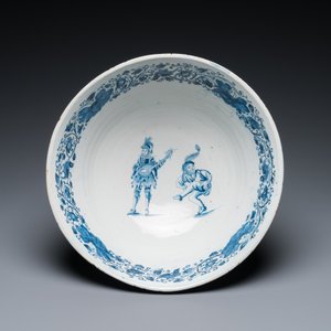 Rare bol en faïence de Delft en bleu et blanc à décor de grotesques dans le style de Daniel Marot, daté 1720 — photo 6