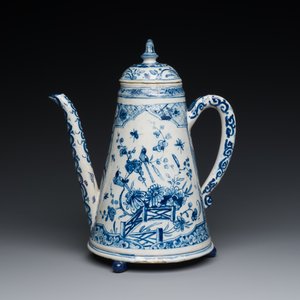 Rare cafetière en faïence de Delft en bleu et blanc, datée 1732 — photo 2