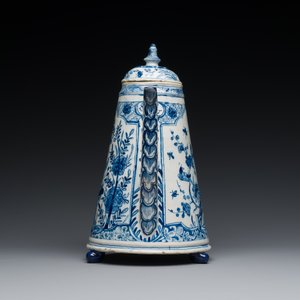 Rare cafetière en faïence de Delft en bleu et blanc, datée 1732 — photo 3