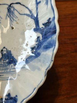 Rare coupe en forme de feuille en porcelaine de type Chine ko-sometsuke pour le Japon, Tianqi — photo 4
