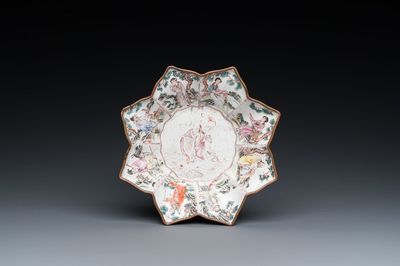 Rare coupe en forme d'étoile en émaux de Canton à décor des 'huit immortels', Chine, Qianlong