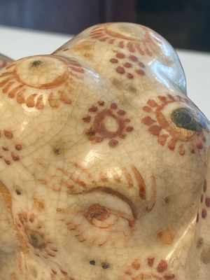 Rare cruche en grès peint polychrome en forme d'éléphant, Vietnam, dynastie Lê, 16ème — photo 8