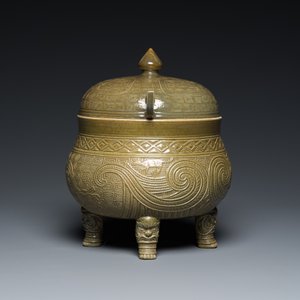 Rare récipient alimentaire couvert de type 'dui 敦' en porcelaine de Chine à émail dit 'poudre de thé', marque de Hua Ting Shi Zhi 華亭氏製, fin du19ème — photo 3