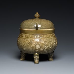 Rare récipient alimentaire couvert de type 'dui 敦' en porcelaine de Chine à émail dit 'poudre de thé', marque de Hua Ting Shi Zhi 華亭氏製, fin du19ème — photo 5