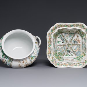 Rare service en porcelaine de KPM à décor famille verte de Canton, Chine et Allemagne, 19ème — photo 11