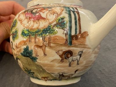 Rare théière couverte en porcelaine de Chine famille rose à décor d'Adam et Ève, Qianlong — photo 8