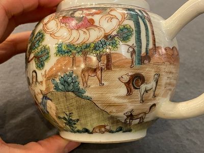 Rare théière couverte en porcelaine de Chine famille rose à décor d'Adam et Ève, Qianlong — photo 9