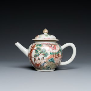 Rare théière couverte en porcelaine de Chine famille rose à décor d'Adam et Ève, Qianlong — photo 2