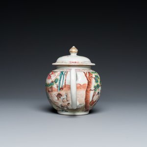 Rare théière couverte en porcelaine de Chine famille rose à décor d'Adam et Ève, Qianlong — photo 3