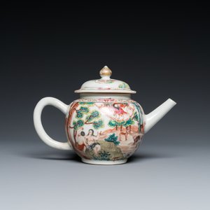 Rare théière couverte en porcelaine de Chine famille rose à décor d'Adam et Ève, Qianlong — photo 4