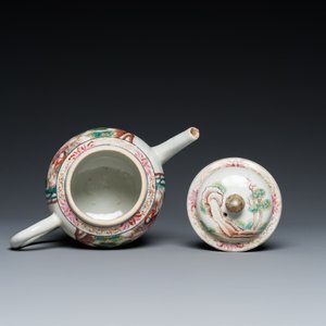 Rare théière couverte en porcelaine de Chine famille rose à décor d'Adam et Ève, Qianlong — photo 6