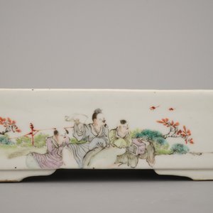 Rechthoekige bonsaikom in Chinees polychroom porselein, Qianjiang stijl, 19e-20e eeuw — foto 5