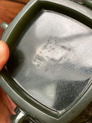 Récipient alimentaire rituel couvert de type Fu 簠 en jade vert épinard, 18/19ème — photo 22