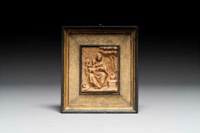 Relief en albâtre de Malines représentant Marie avec l'enfant, 16/17ème