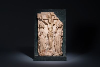 Relief en albâtre sculpté représentant 'La crucifixion', Nottingham, Angleterre, 15ème