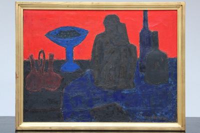 Rik Slabbinck (1914-1991), Still life with bottles, oil on canvas