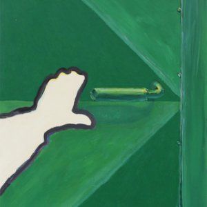 Roger Raveel (1921-2013), De Groene Poort, olie op papier, gemonteerd op doek. — foto 1