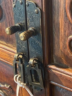 Rre cabinet de curiosités de type 'duo bao ge' en bois huanghuali à décor de chilongs, Chine, 18/19ème — photo 29