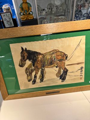 Sadji or Sha Qi (Sha Yinnian 1914-2005): 'Horses', watercolour on paper, signed — foto 1