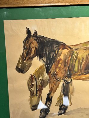 Sadji or Sha Qi (Sha Yinnian 1914-2005): 'Horses', watercolour on paper, signed — foto 2
