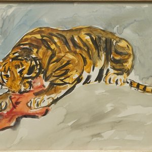 Sadji (Sha Qi, Sha Yinnian) (1914-2005), A tiger eating, watercolour on paper — photo 1