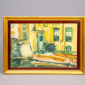 Sadji (Sha Qi, Sha Yinnian) (1914-2005): 'Canal view of Bruges', watercolour on paper, dated 14 April 1946 — photo 1