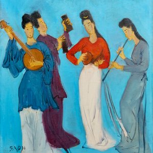 Sadji (Sha Qi, Sha Yinnian) (1914-2005): Four Chinese musicians, oil on canvas — 照片 1