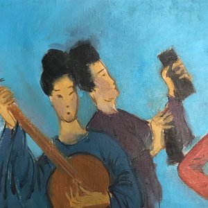 Sadji (Sha Qi, Sha Yinnian) (1914-2005): Four Chinese musicians, oil on canvas — 照片 32