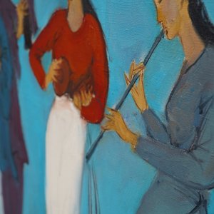 Sadji (Sha Qi, Sha Yinnian) (1914-2005): Four Chinese musicians, oil on canvas — 照片 69