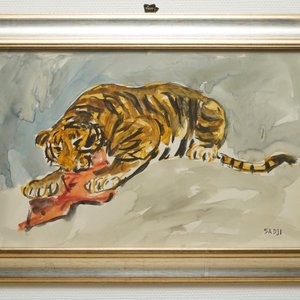 Sadji (Sha Qi, Sha Yinnian) (1914-2005), Le repas du tigre, aquarelle sur papier — photo 4