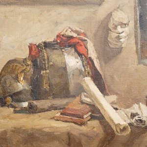 Sadji (Sha Qi, Sha Yinnian) (1914-2005), Nature morte dans l'atelier, huile sur toile, daté 1939 — photo 3