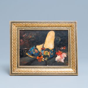 Sadji (Sha Qi, Sha Yinnian) (1914-2005): Stilleven met muiltjes, olie op paneel — foto 2