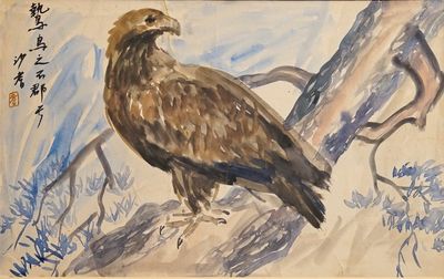 Sadji (Sha Qi, Sha Yinnian) (1914-2005), Un aigle, aquarelle et encre sur papier, signé en haut à gauche