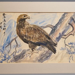 Sadji (Sha Qi, Sha Yinnian) (1914-2005), Un aigle, aquarelle et encre sur papier, signé en haut à gauche — photo 3
