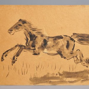 Sadji (Sha Qi, Sha Yinnian) (1914-2005), Un cheval galopant, encre sur papier, signé en bas à gauche — photo 1