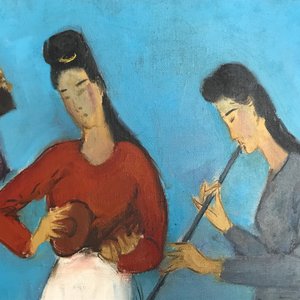 Sadji (Sha Qi, Sha Yinnian) (1914-2005): Vier Chinese muzikantes, olie op doek — foto 30