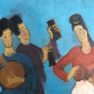 Sadji (Sha Qi, Sha Yinnian) (1914-2005): Vier Chinese muzikantes, olie op doek — foto 31