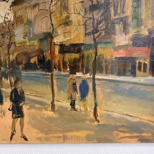 Sadji (Sha Qi, Sha Yinnian) (1914-2005): View on the 'Avenue de la Toison d'or' in Brussels, oil on canvas — photo 10