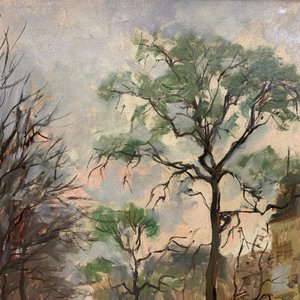 Sadji (Sha Qi, Sha Yinnian) (1914-2005): Vue sur 'Avenue de la Toison d'or' à Bruxelles, huile sur toile — photo 32