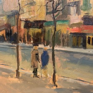 Sadji (Sha Qi, Sha Yinnian) (1914-2005): Vue sur 'Avenue de la Toison d'or' à Bruxelles, huile sur toile — photo 34