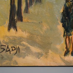 Sadji (Sha Qi, Sha Yinnian) (1914-2005): Vue sur 'Avenue de la Toison d'or' à Bruxelles, huile sur toile — photo 4
