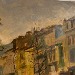 Sadji (Sha Qi, Sha Yinnian) (1914-2005): Zicht op de Gulden Vlieslaan te Brussel, olie op doek — foto 11