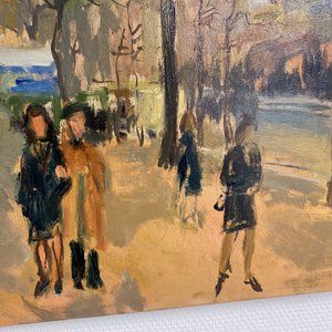 Sadji (Sha Qi, Sha Yinnian) (1914-2005): Zicht op de Gulden Vlieslaan te Brussel, olie op doek — foto 13