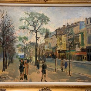 Sadji (Sha Qi, Sha Yinnian) (1914-2005): Zicht op de Gulden Vlieslaan te Brussel, olie op doek — foto 29