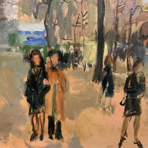Sadji (Sha Qi, Sha Yinnian) (1914-2005): Zicht op de Gulden Vlieslaan te Brussel, olie op doek — foto 30