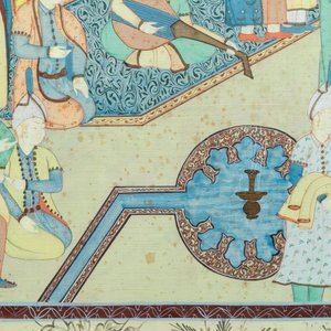 Safavid school, Iran, 20e eeuw, olie en inkt op doek: 'Zicht op een ceremonie aan het hof' — foto 5