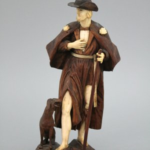 Saint-Roch sculpté en bois et ivoire, dans le style de Simon Troger, 18e — photo 1